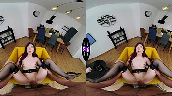 Brunette teen Luna Lynx rides huge cock in VR