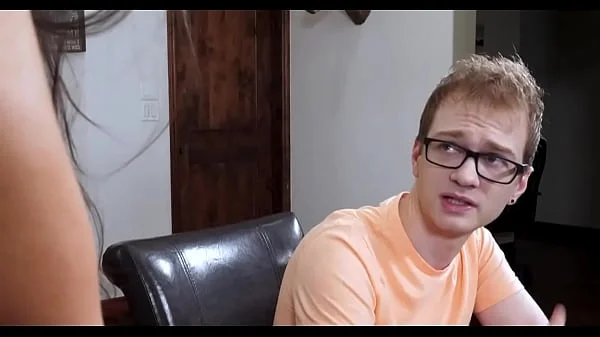 Step sister helps step brother cum front step mom