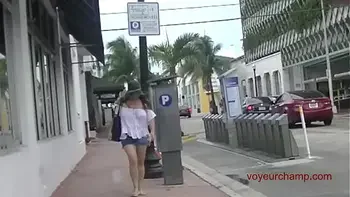 Exhibitionist Wife 490 - MILF Heather Walking Around Town In Wet White Top! Lets A Stranger Touch Her Tit And Take Pics Up Her Skirt!