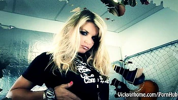 Delicate Vicky Vette - guitar girl scene - Vicky At Home