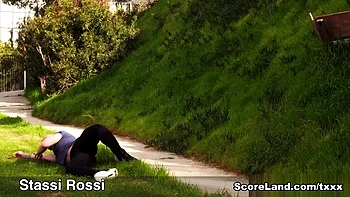 Stassi Rossi and the boob-eyed jogger - Stassi Rossi and Stirling Cooper - Scoreland2