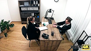 Loan4k featuring Jennifer Mendez and Stanley Johnson's sex toy testing scene