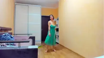 Hot Myla Angel in green transparent dress!