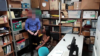 Ebony couple fuck hard doggy in office clothes