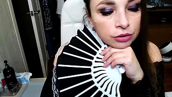 Hot brunette milf in stockings masturbates on cam