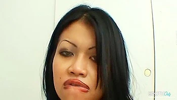 Asian Girl Sucks Deep Cock and Swallows Cum