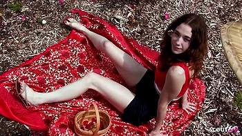 Real Redhead Ginger Teen with saggy natural Tits and Bushy Pussy Pick Up and seduce to Old Young Fuck