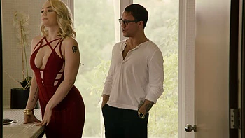 Pale blonde with big tits fucked by huge black cock
