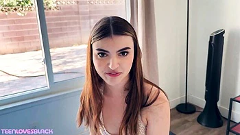 Petite brunette rides huge BBC in homemade POV