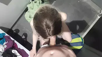 Risky sex in swimming pool changing room.