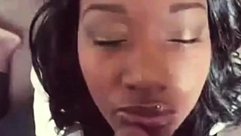 Ebony Amateur's Massive Facial Blowjob