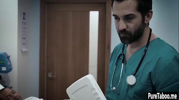 Helpless blonde used by a dirty doctor with huge thing