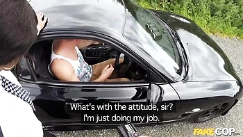 Fake cops fuck curvy ebony MILF with huge tits