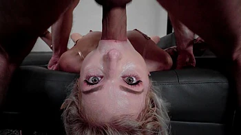 Dude forces blonde in bikini to take rough ass fucking