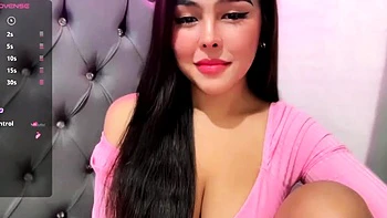Cute curly brunette solo webcam masturbation