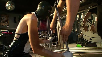 Red Ass Spanking and Whipping in Humiliating BDSM Kneel