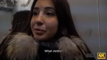 DEBT4k. Beauty isnt able to hide from collector and has to satisfy him