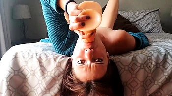 Solo BDSM Dildo Facefuck With Petite Brunette