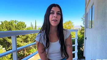 Brunette teen Lily Winters rides cock in pov style