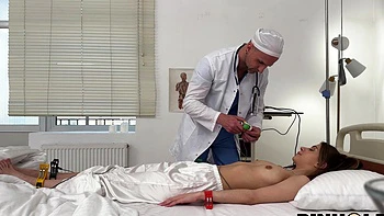 Doctor examines patient’s ass and pussy with a vibrator